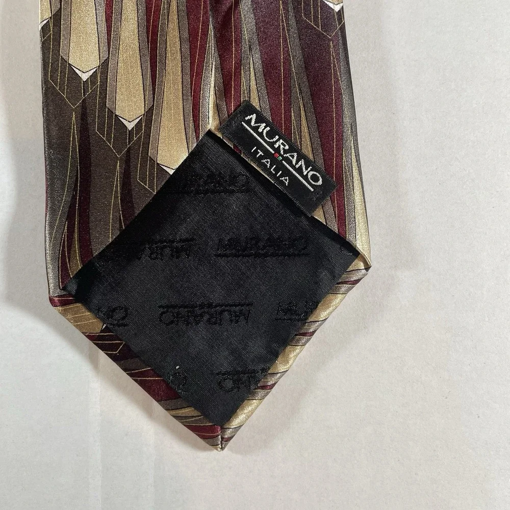 Murano Italy‎ Silk Designer Tie Geometric Formal Pattern Made in USA